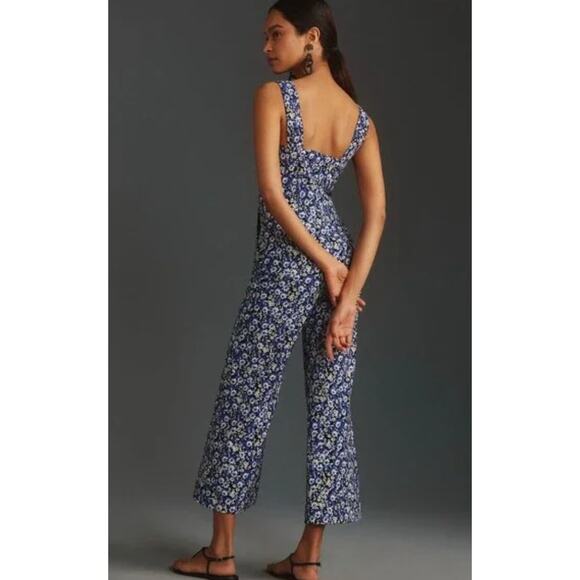 Anthropologie Maeve The Colette Button Front Floral Wide Leg Jumpsuit - Picture 2 of 5
